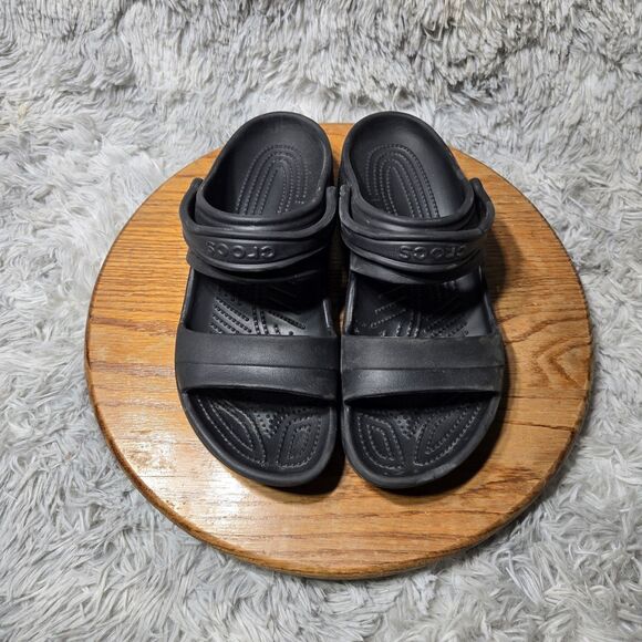 Crocs Classic Mens Size 10 Women Size 12 Slide Sandals w/Heel Strap Unisex Black - Picture 1 of 7